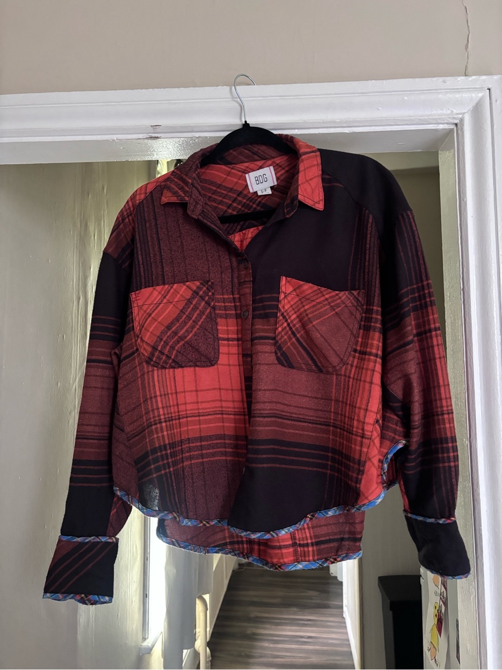 BDG Red and Black Plaid Shirt Jacket